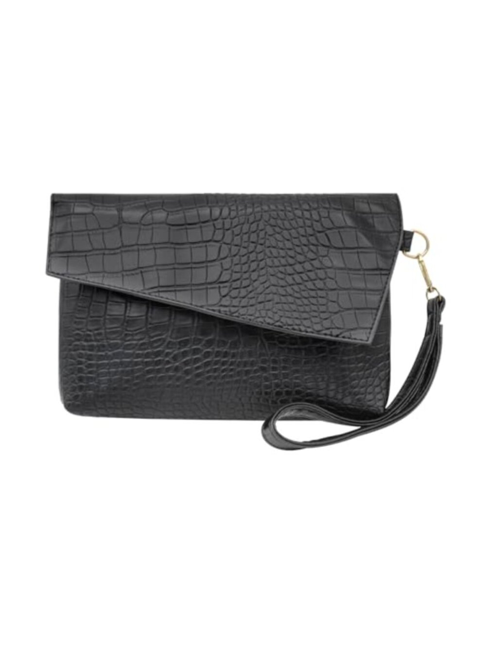 PU Leather Wristlet Clutch Purse Crocodile Pattern Evening Bag Detachable Strap